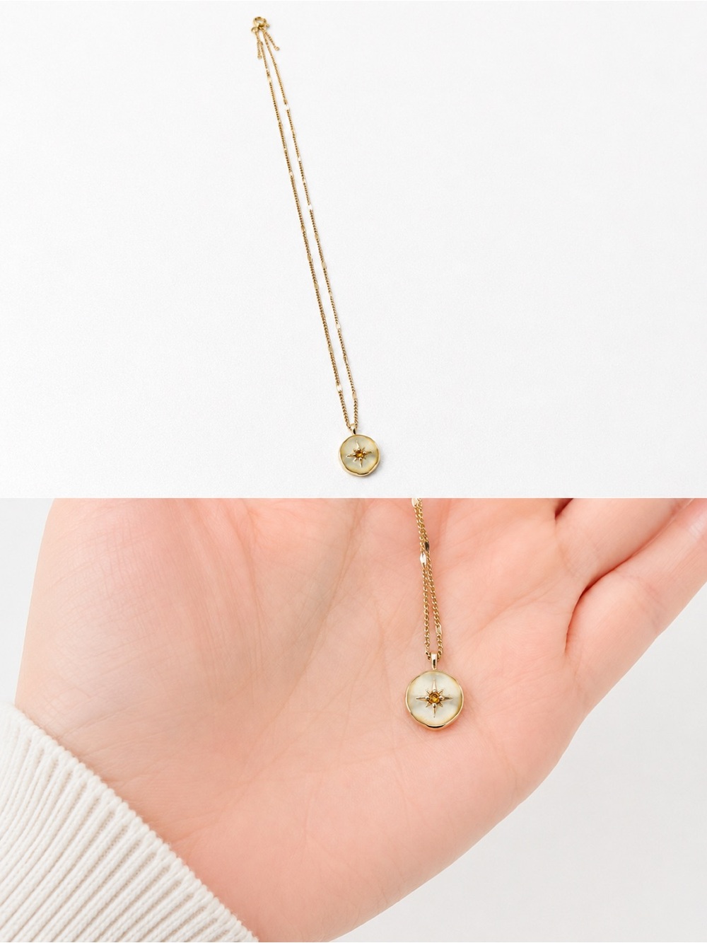 Gorjana Gold and Citrine Disc Pendant Necklace - Classic Women's Jewelry